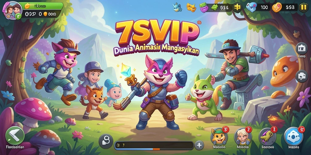 Tangkapan layar permainan 7SVIP yang menampilkan karakter anime aksi.