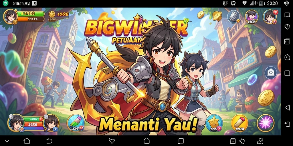 Screenshot gameplay BIGWINNER yang menampilkan karakter Anime dan aksi seru.