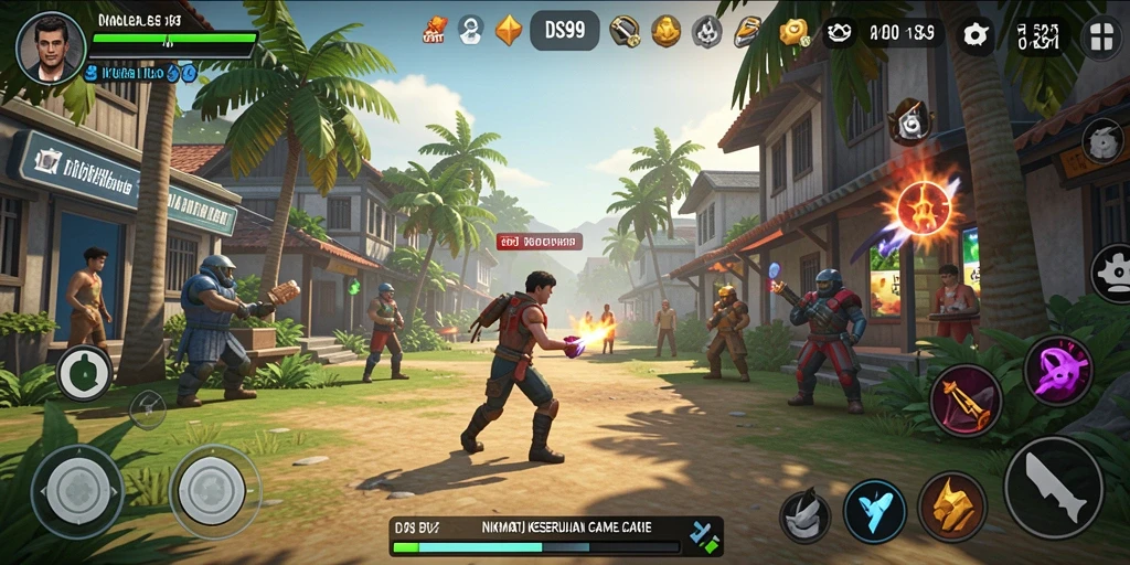 Tampilan gameplay DS99 yang penuh warna dan menyenangkan.