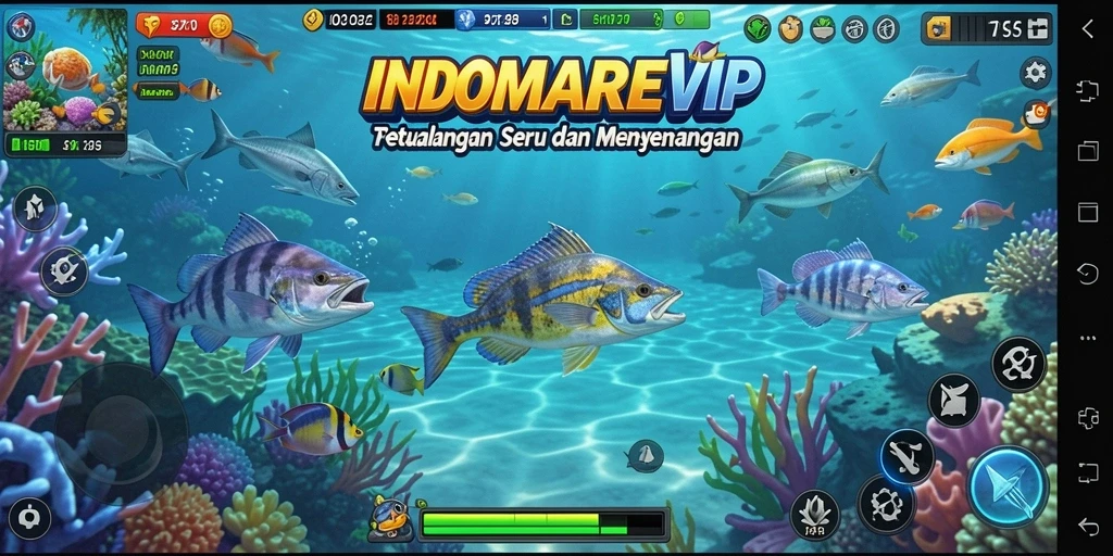 Tampilan gameplay seru di INDOMAREVIP saat menangkap ikan.