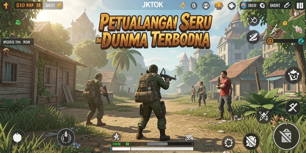 Tampilan gameplay JKTOK menampilkan petualangan seru di dunia terbuka yang luas.