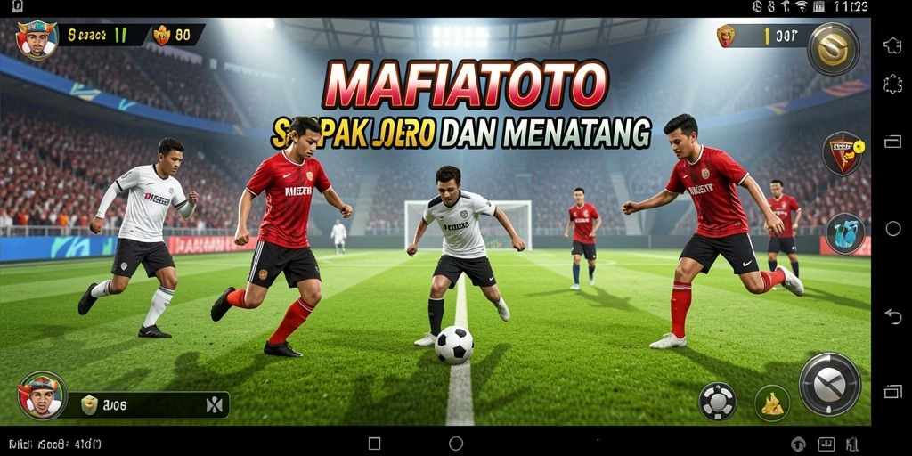 Screenshot gameplay <strong>MAFIATOTO</strong> yang menampilkan aksi seru di lapangan sepak bola.