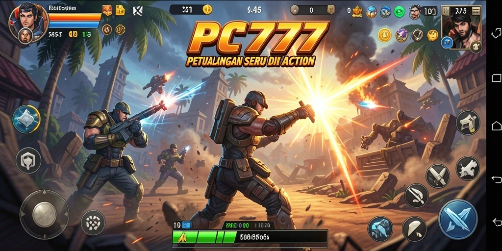 Tampilan gameplay menegangkan dari PC777 dengan aksi yang seru.