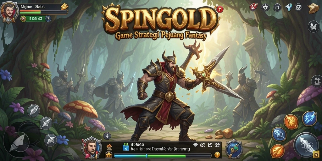 Tangkapan layar utama SPINGOLD menampilkan aksi pertempuran strategi yang intens.