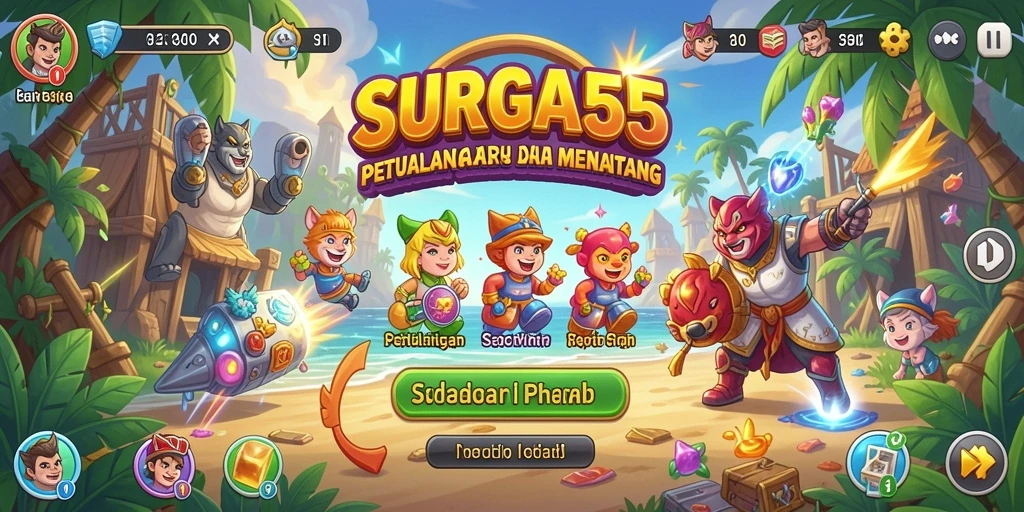 Tampilan layar permainan <strong>SURGA55</strong> dengan aksi arcade yang intens.